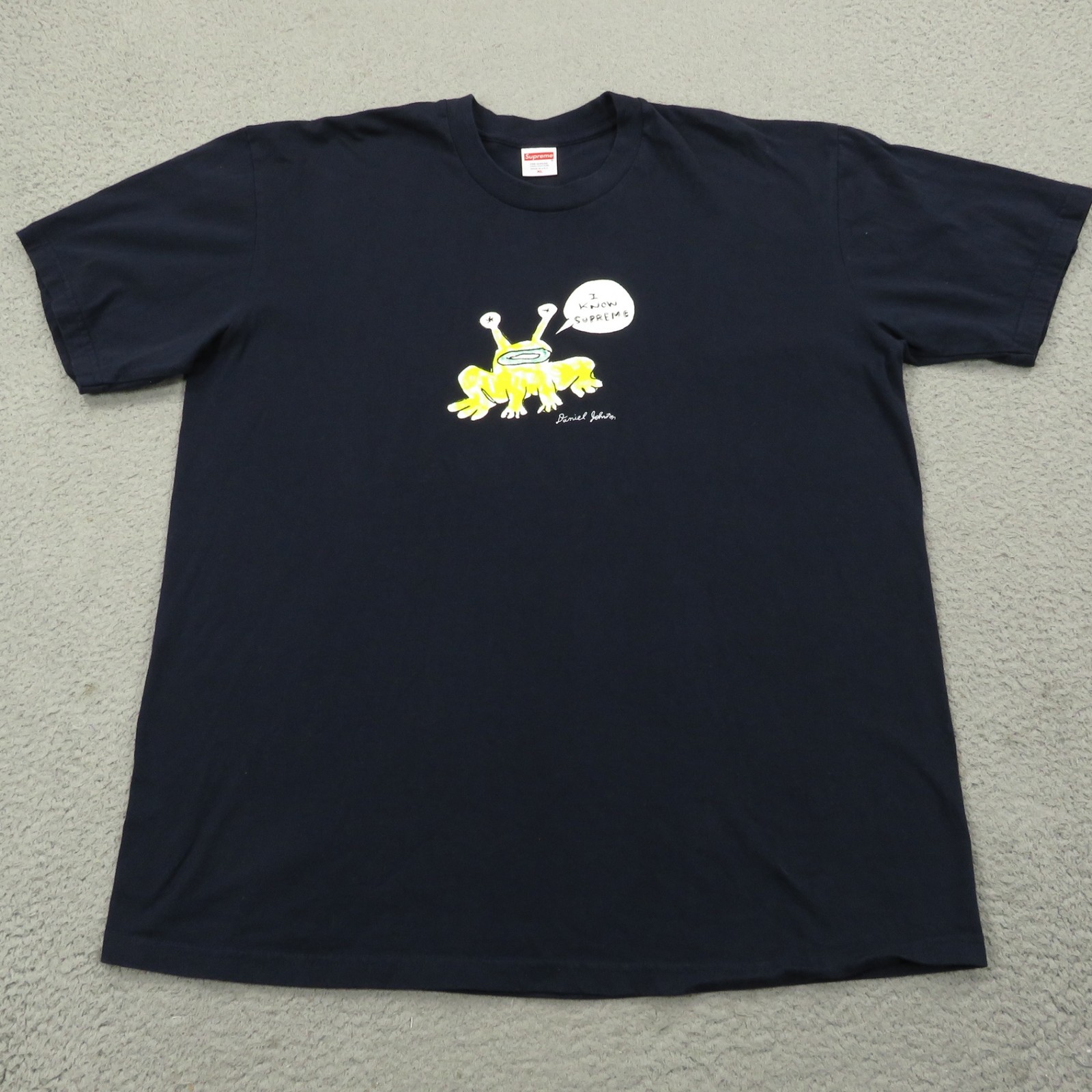 Supreme T Shirt Mens XL Navy Blue Daniel Johnston I Know Frog Graphic Logo SS20 gallery