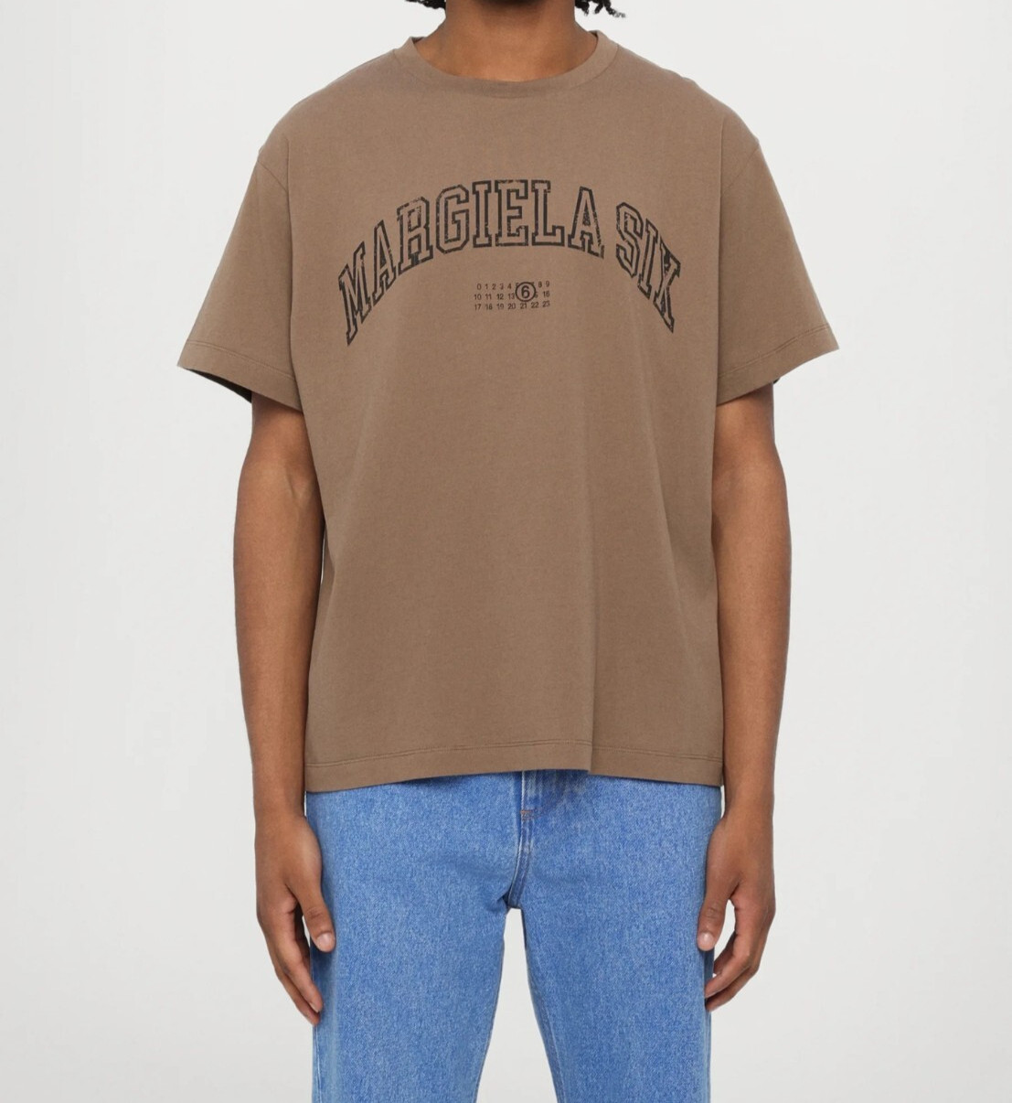 NW maison margiela MM6 T-shirt printed logo light brown SH0GC0046S24312 regular gallery