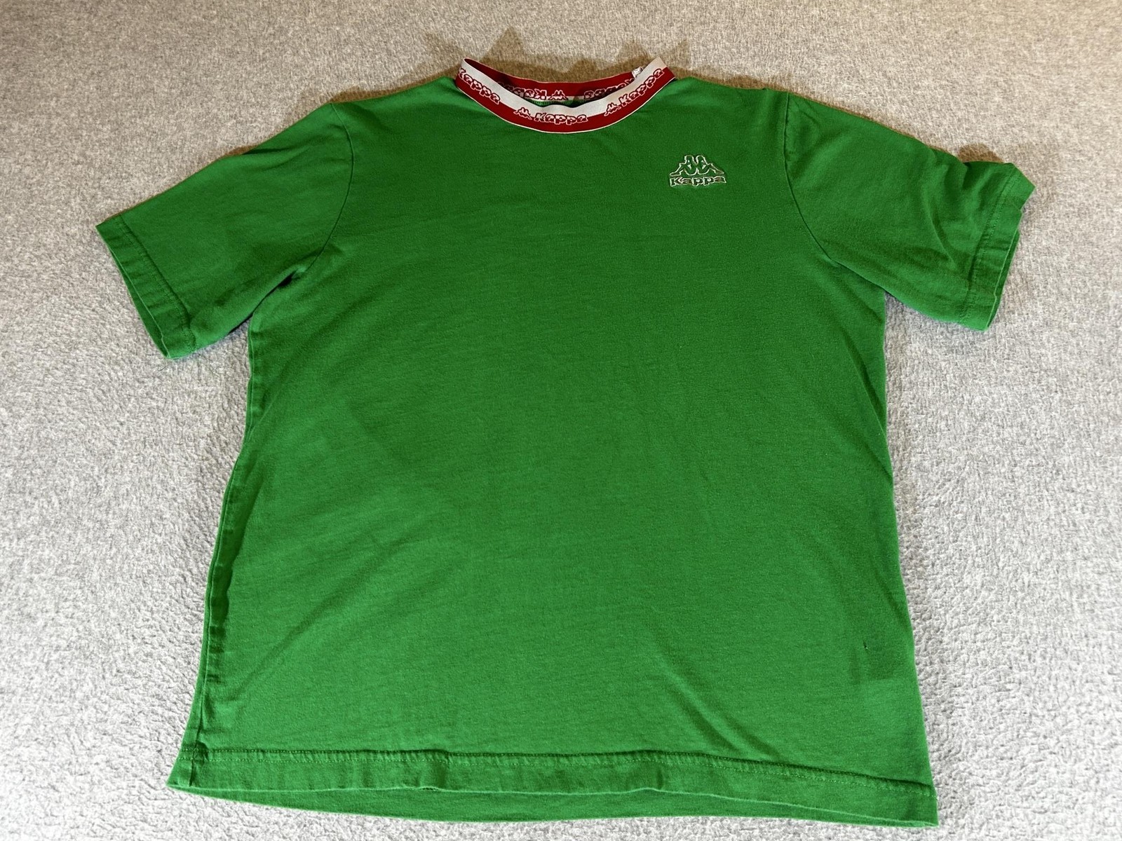 Kappa Shirt Men Large Green Ringer Short Sleeve Streetwear Sportswear Omini Logo