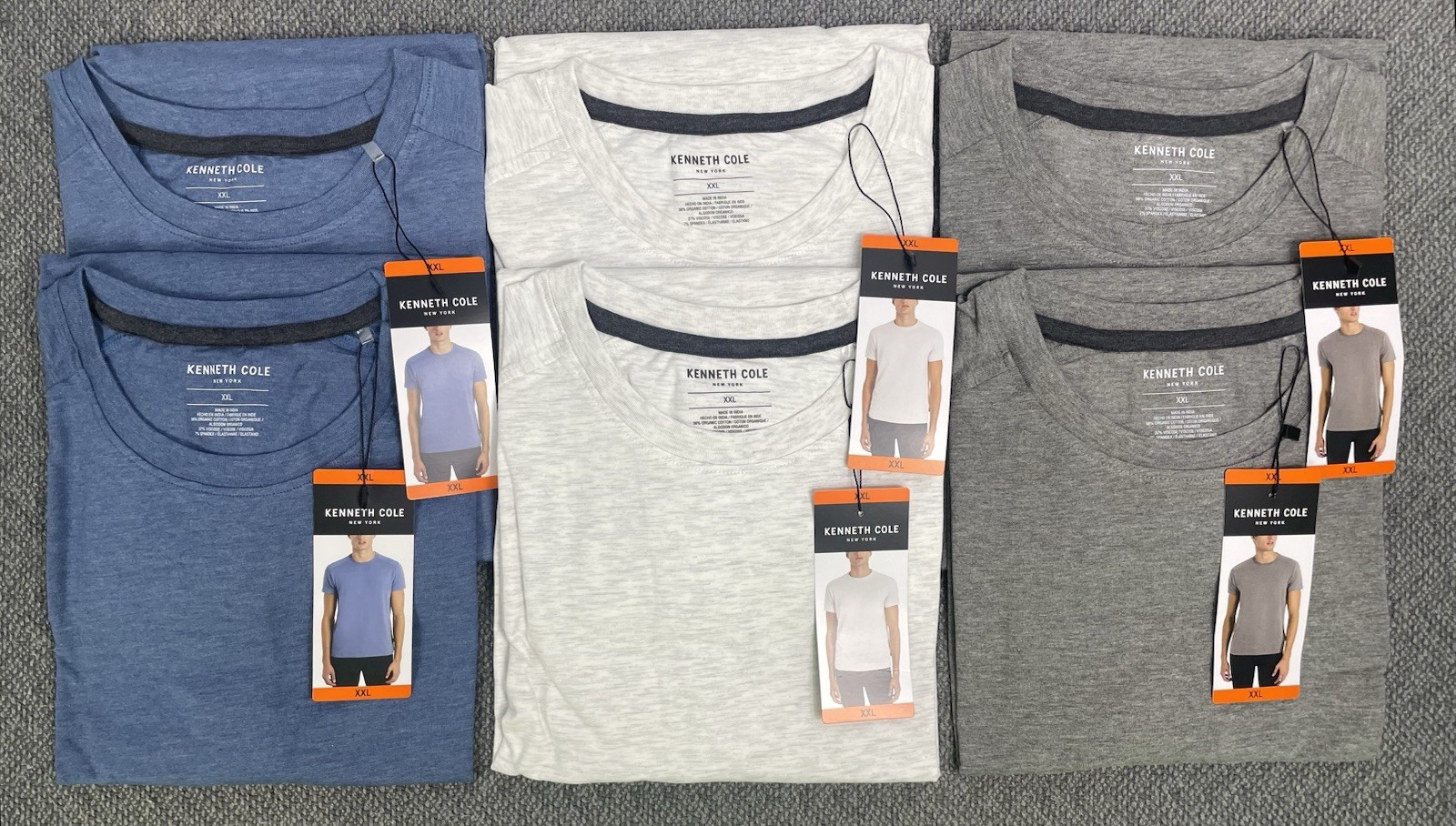 Kenneth Cole Men’s SLIM XXL Lot of 6 Tees (2) Each Color "fit like size LARGE" gallery