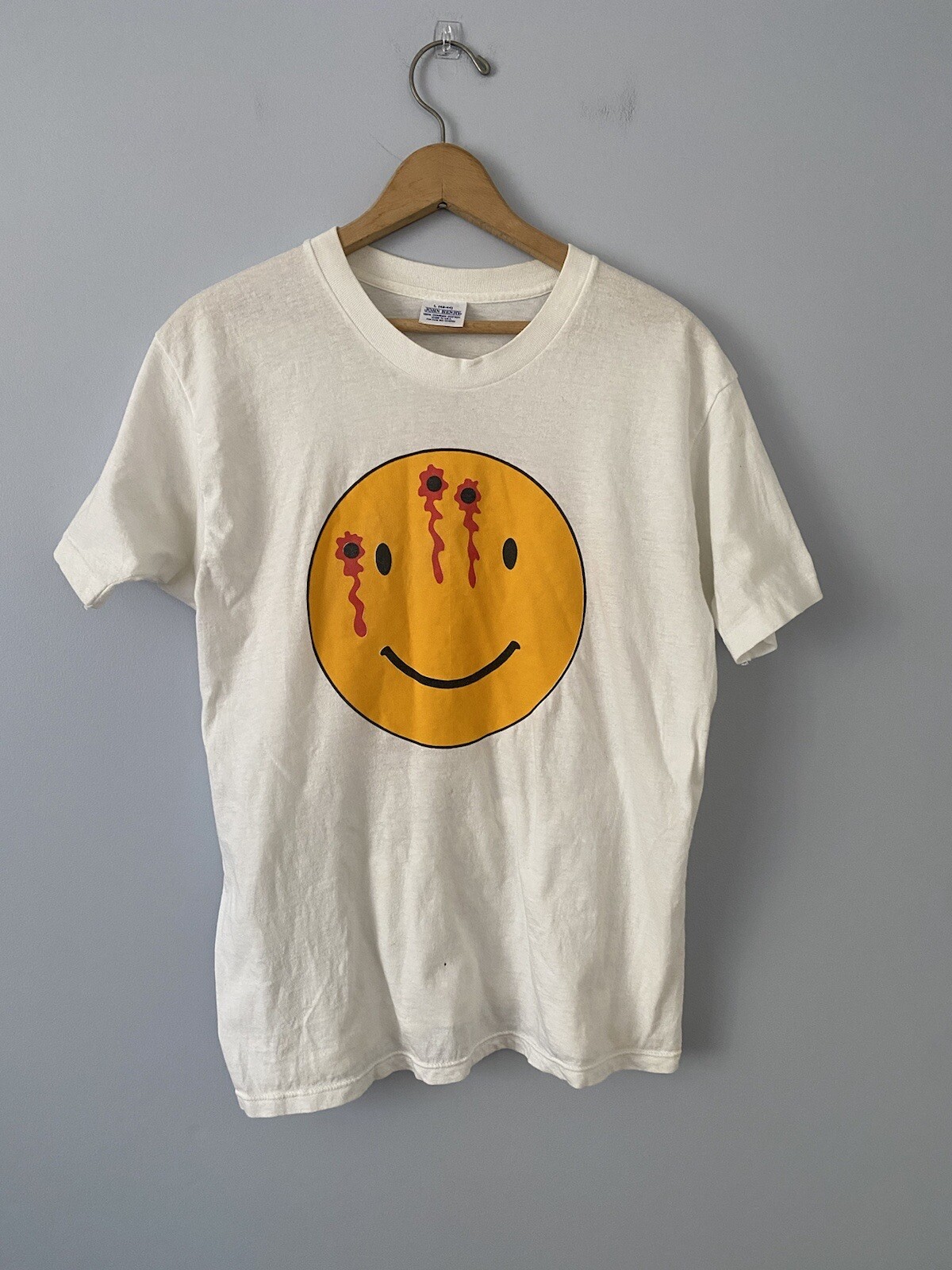 Vintage Headshot Smiley Face T-shirt Sz Large (fits smaller) Made in USA Grunge gallery