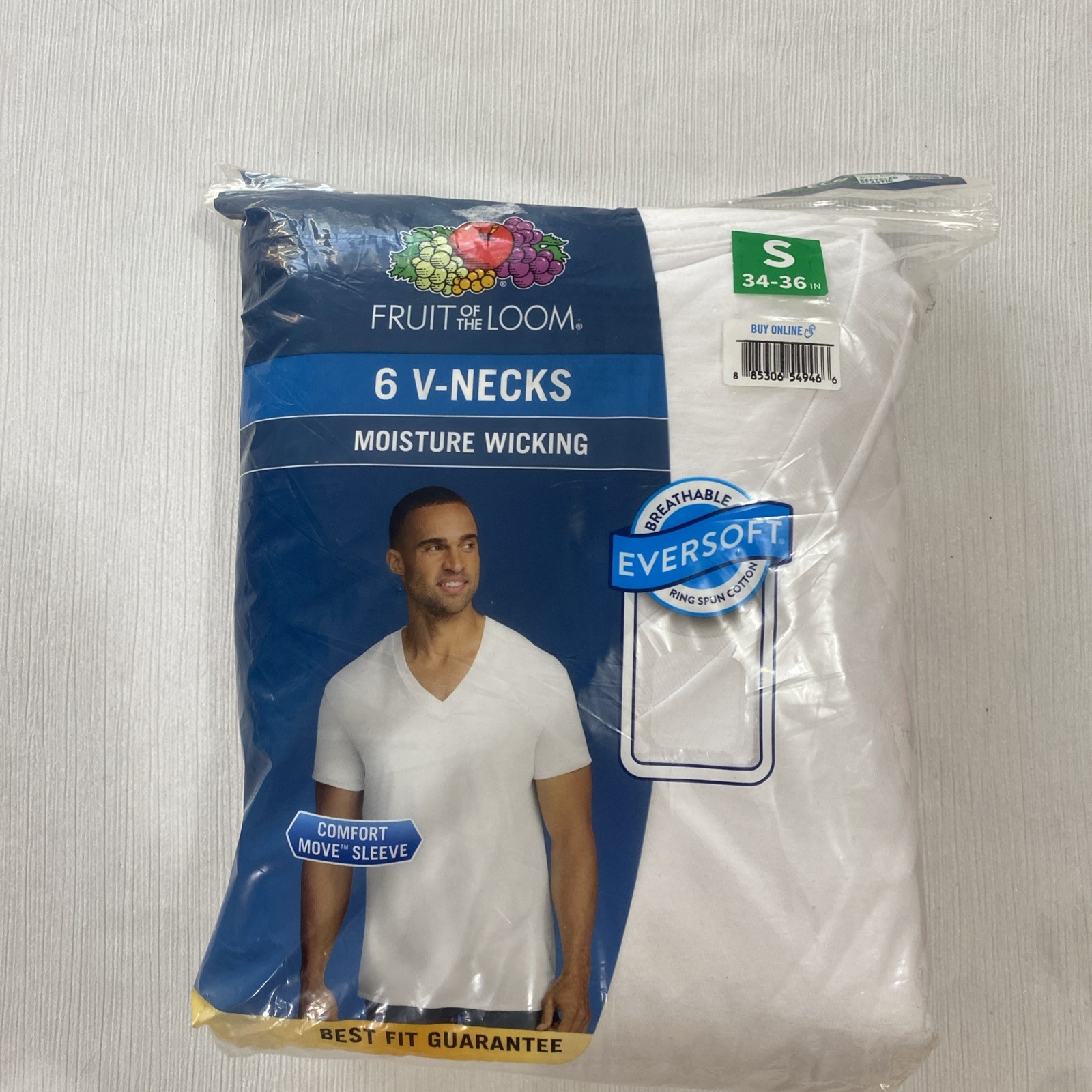 Fruit On The Loom - 6 White V-Necks Men Shirts - Size S (34-36 in) gallery