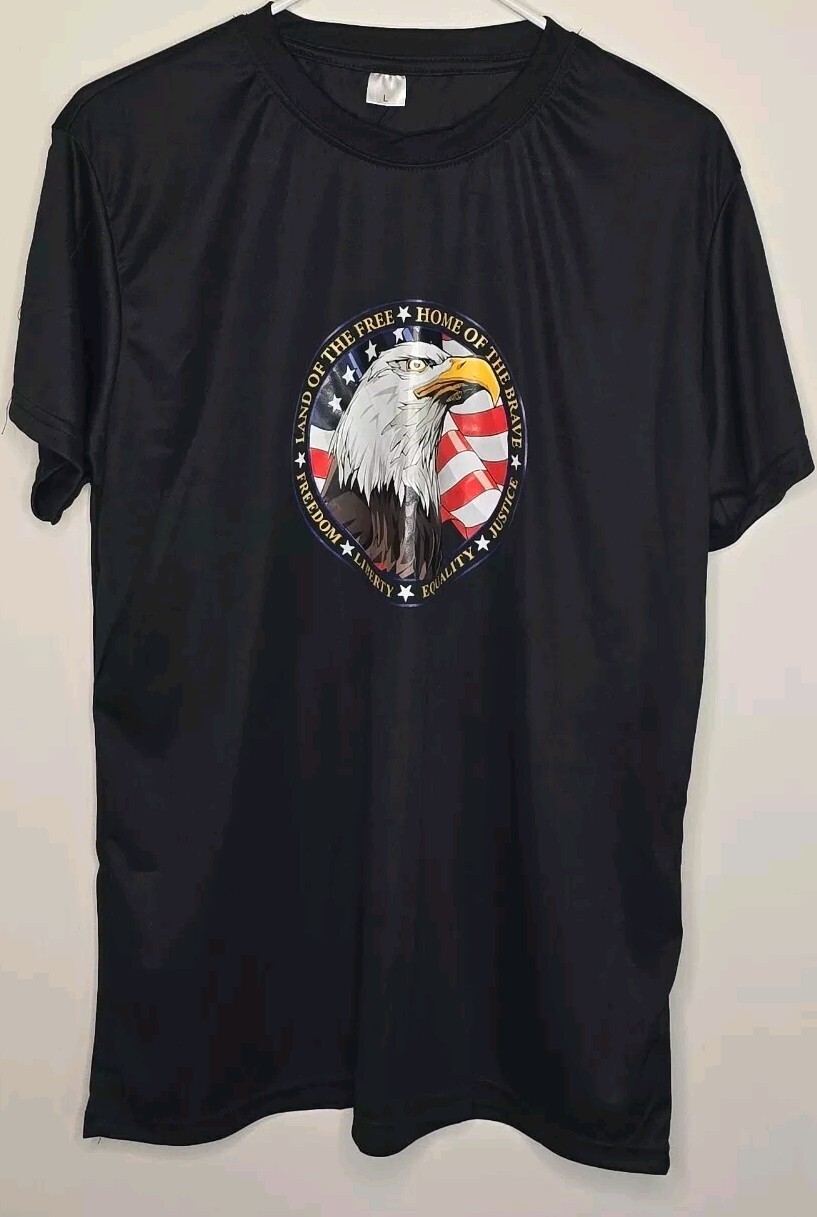 Land Of The Free Home Of The Brave Polyester Crew Neck T-Shirt Unisex Size Large gallery