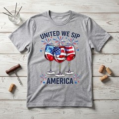 Patriotic Red White and Blue Wine Glasses 4th of July Ladies’ Crewneck Tee A79