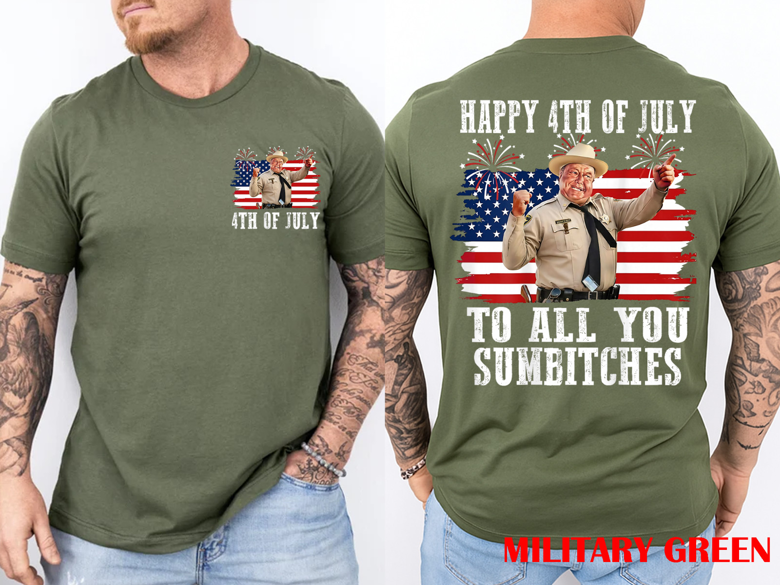 Happy 4th of July to All You Sumbitches Patriotic 2 Sides T-Shirt gallery
