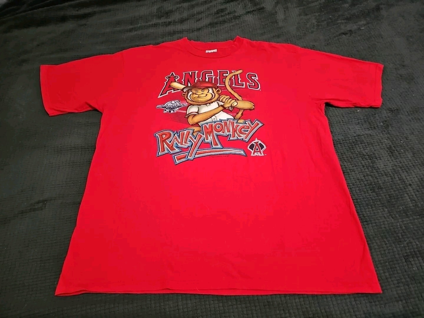 RALLY MONKEY 2002 World Series Anaheim Angels Lee Sport Candy Apple Red Tee 2XL gallery