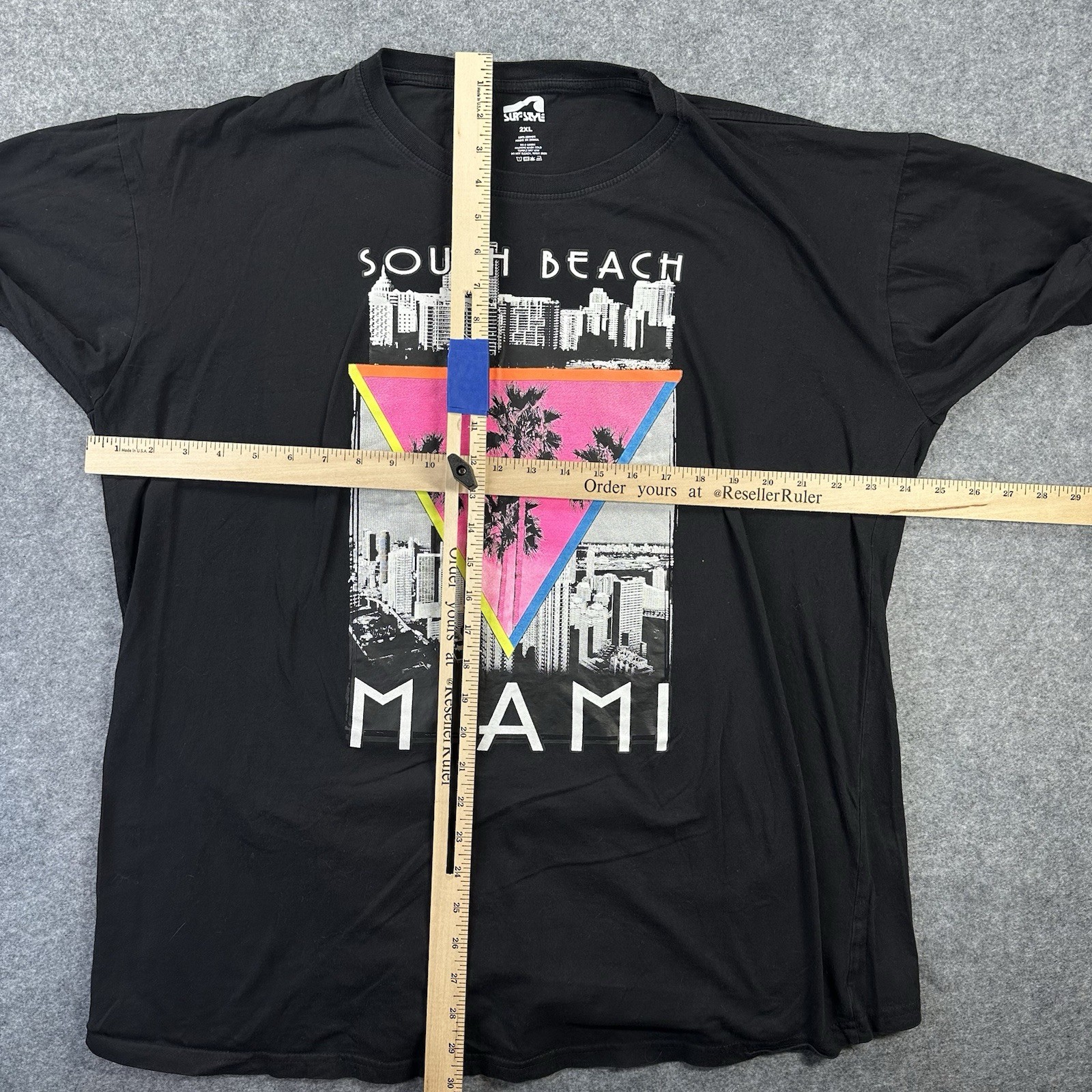 Surf Style Shirt Mens 2XL Black South Beach Miami Graphic Tee Tagless Palm Trees gallery