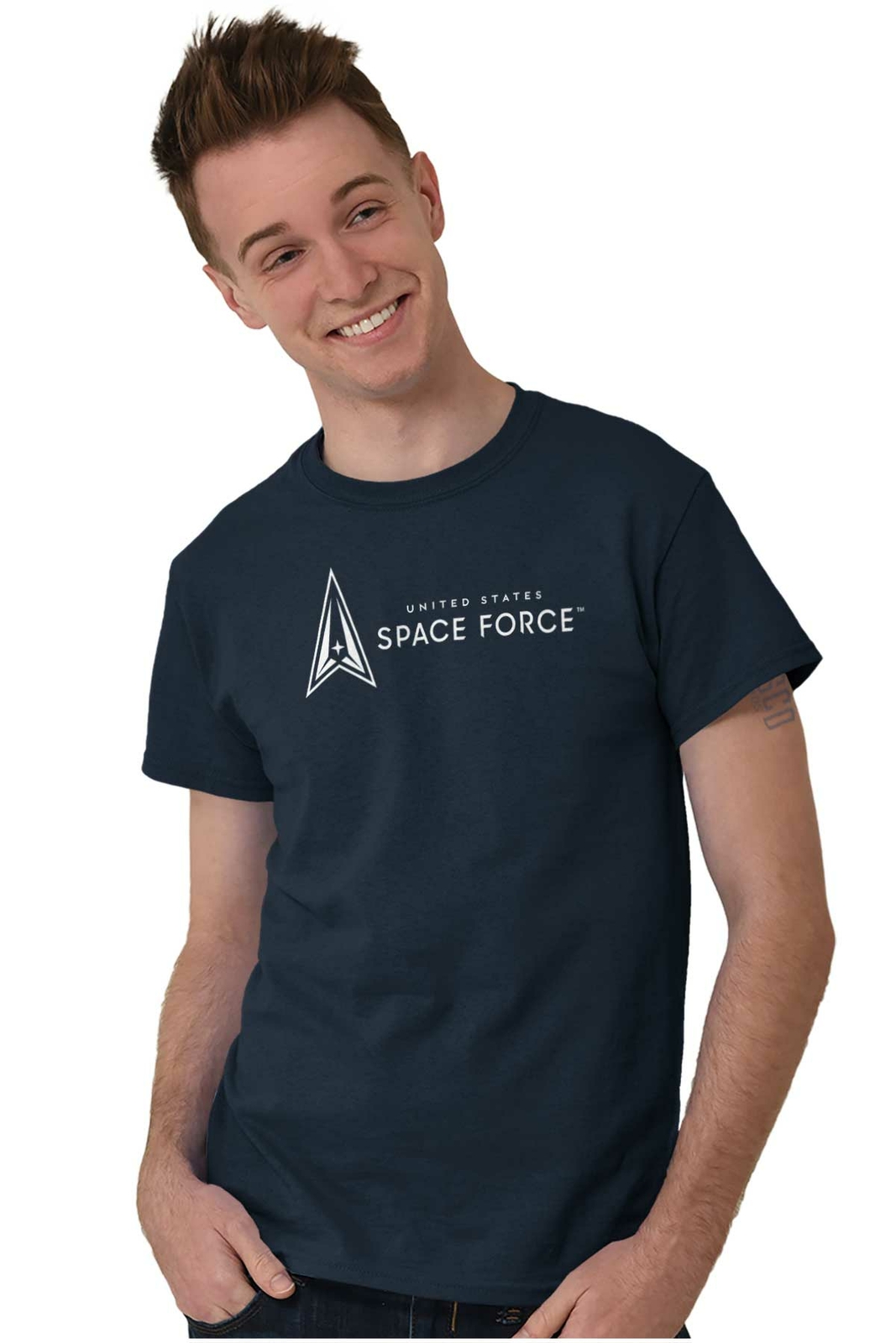 Military United States Space Force USSF Logo Womens or Mens Crewneck T Shirt Tee gallery