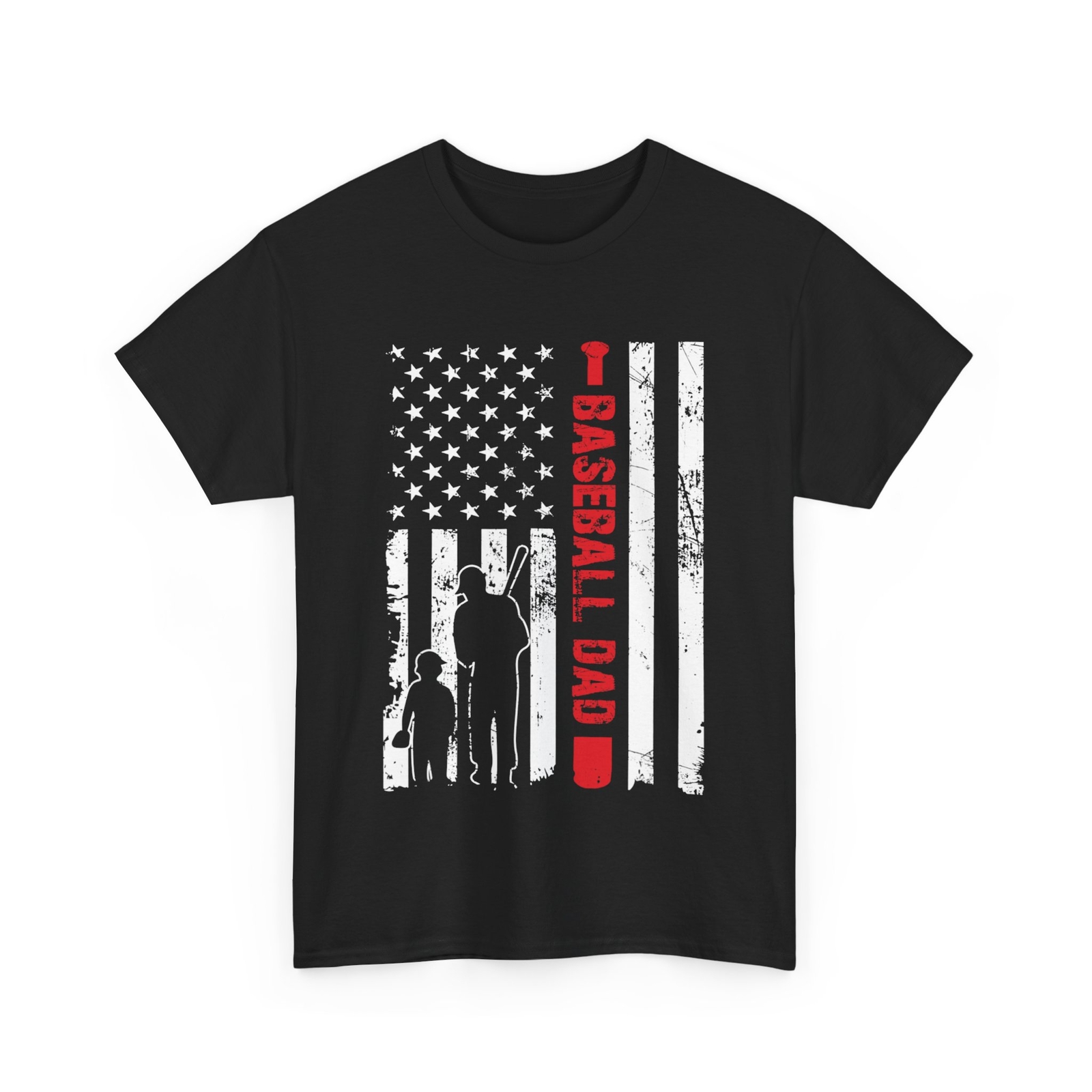 Baseball Dad T-shirt, Baseball Players Sports Lovers American Flag Men Shirt gallery