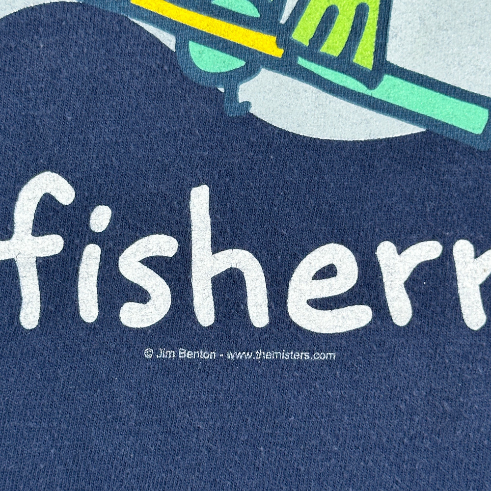 Vintage Mr Fisherman Shirt Adult EXTRA LARGE Blue Jim Benton Funny Comic Art 90s gallery