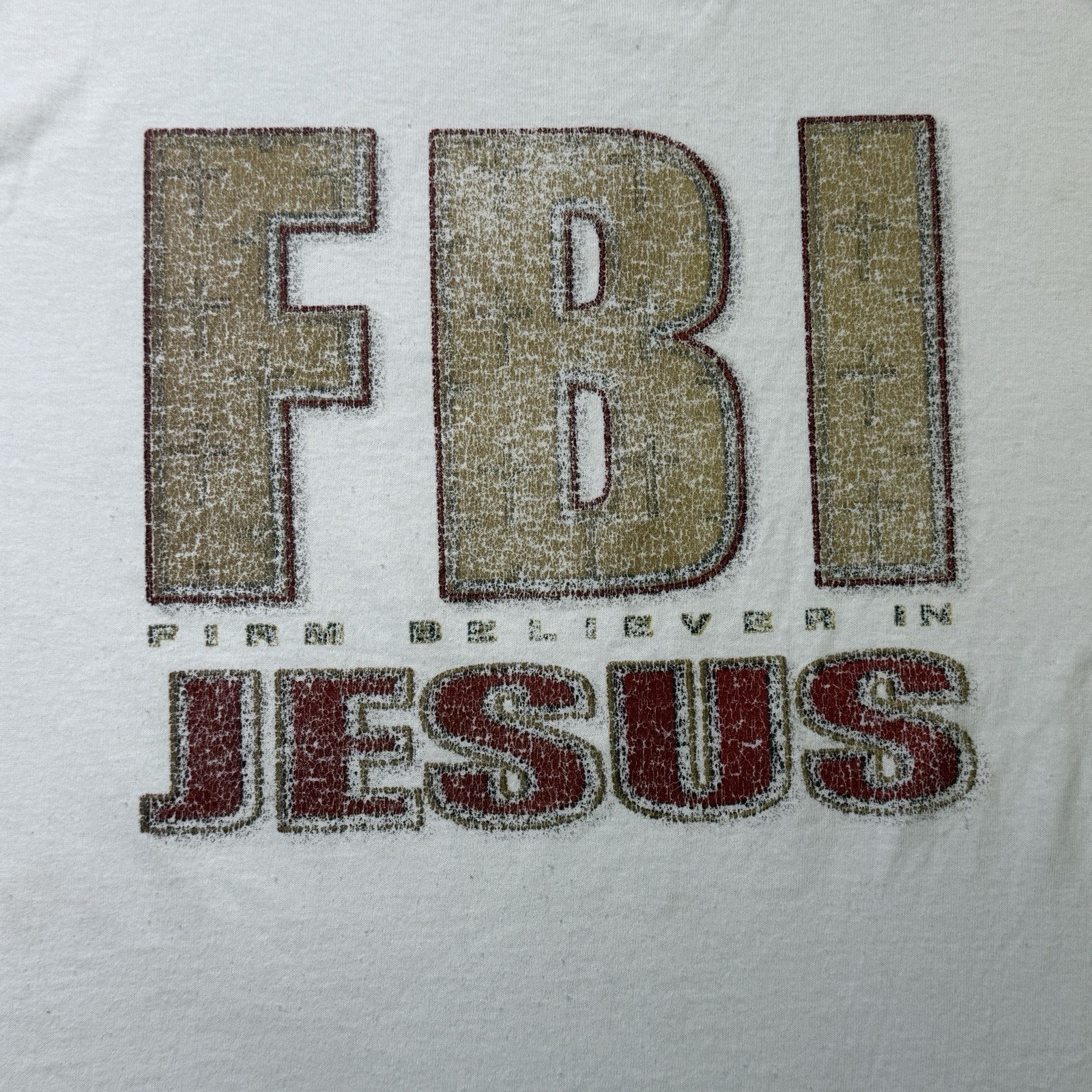 Vintage FBI Firm Believer In Jesus T Shirt XL Jerzees Religious Tee gallery