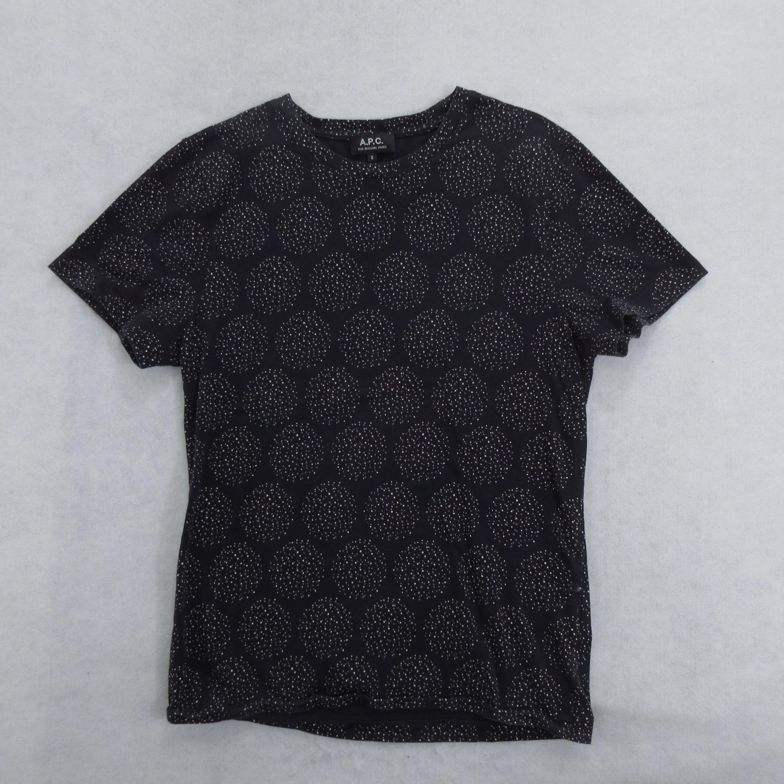 A.P.C. Mens Shirt Size Small Black Polka Dot Short Sleeve Cotton Elastane gallery