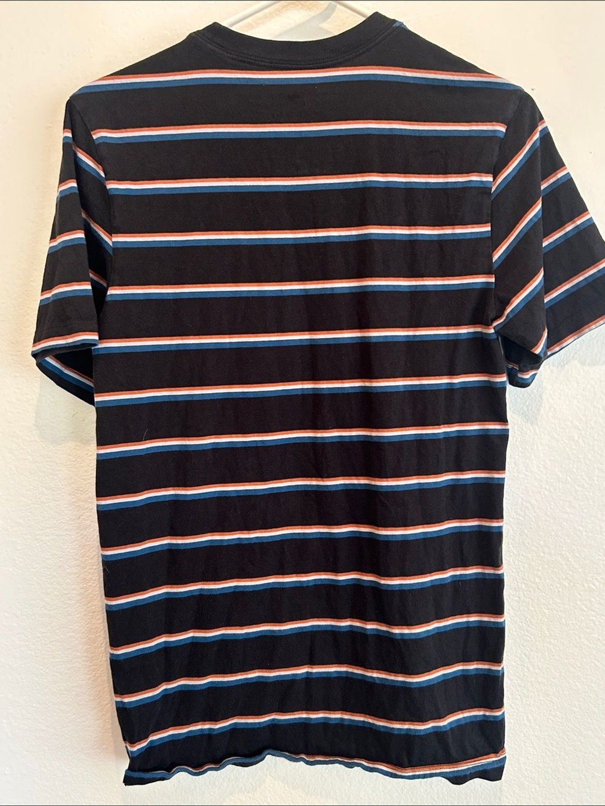 Nike Black Short-Sleeve Striped Tee with Blue and Orange Accents gallery