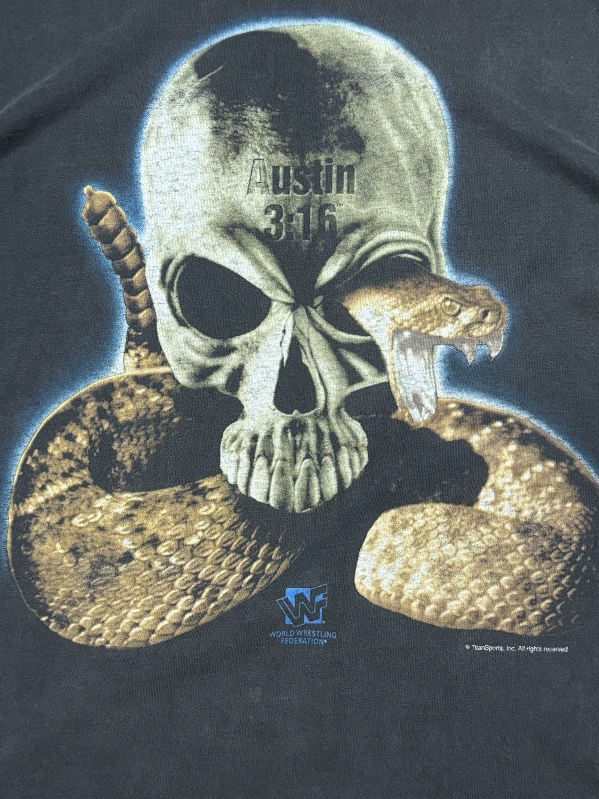 Vintage Stone Cold Steve Austin T shirt WWF Wrestling Skull Rattle Snake Size L gallery