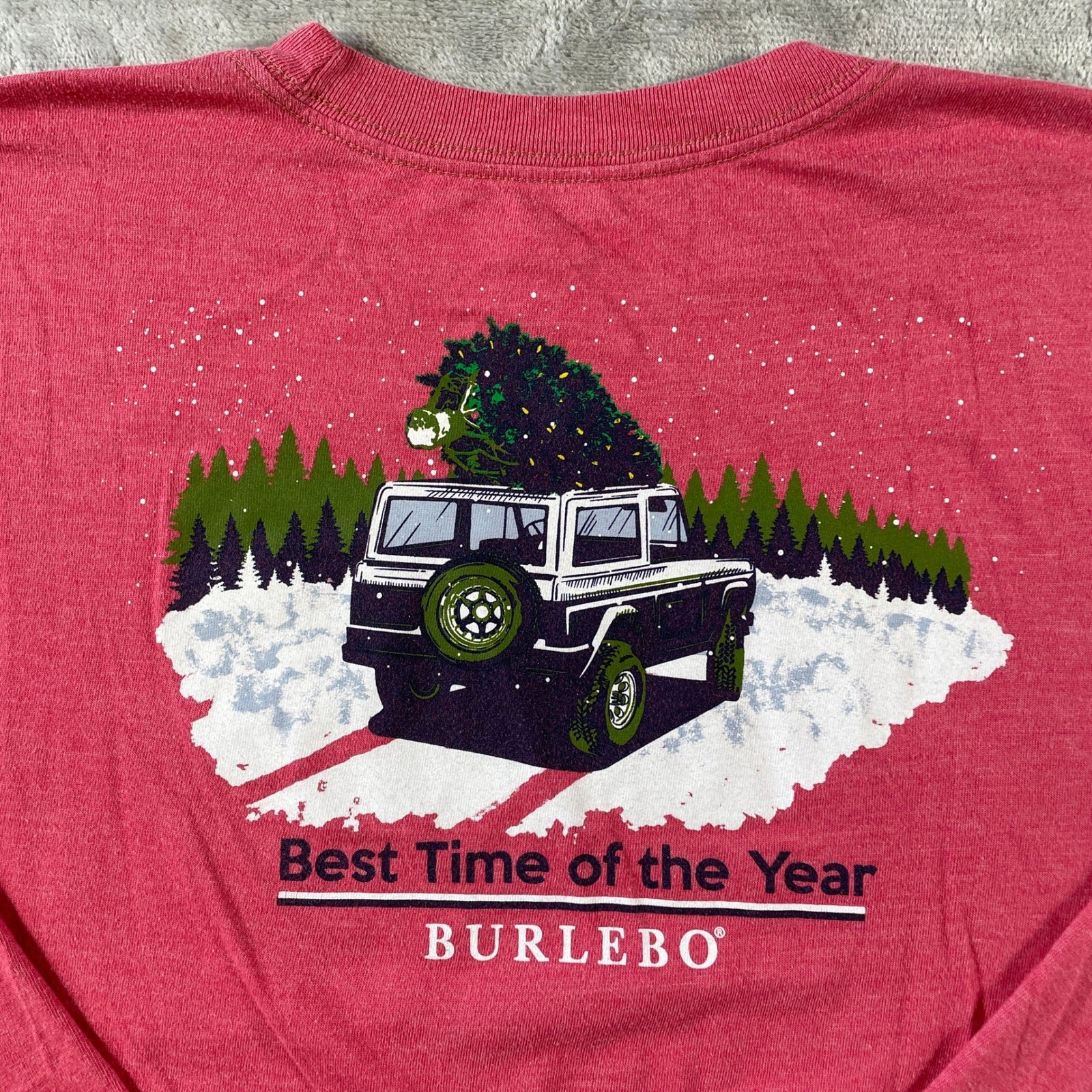 Burlebo Shirt Mens XL Heather Red Christmas Holiday Bronco Long Sleeve Pocket gallery