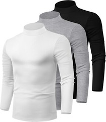 Men Basic Layer Long Sleeve Pullover Soft Comfortable Warm Tops Turtleneck Shirt