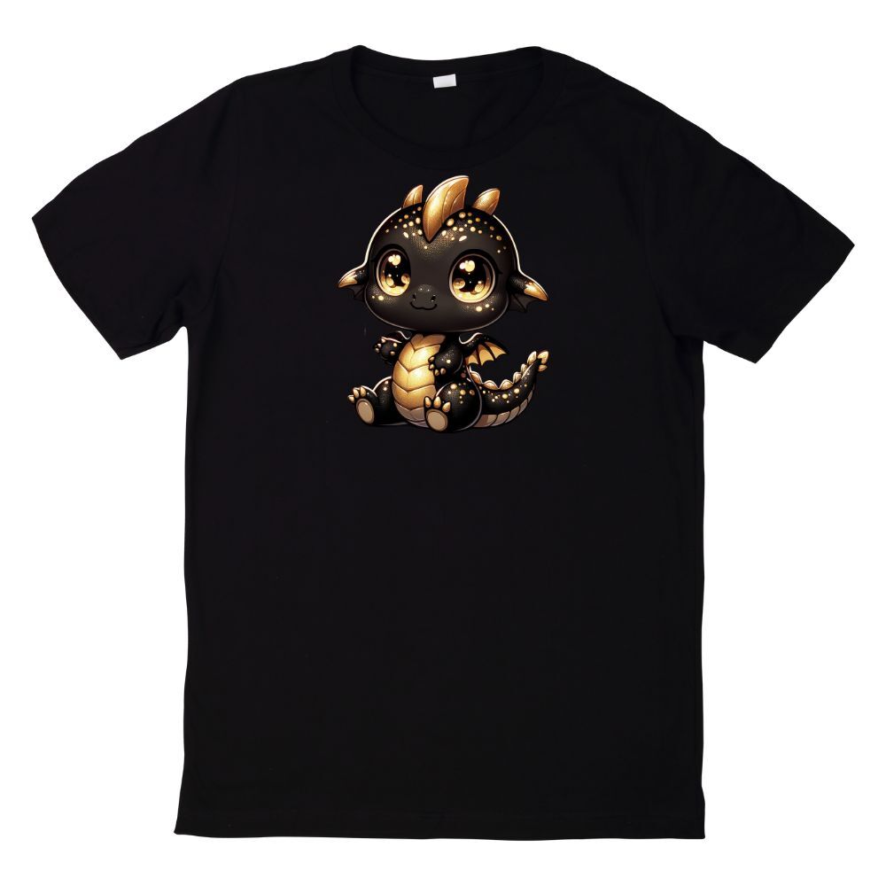 Cute Baby Dragon Black And Gold T Shirt gallery