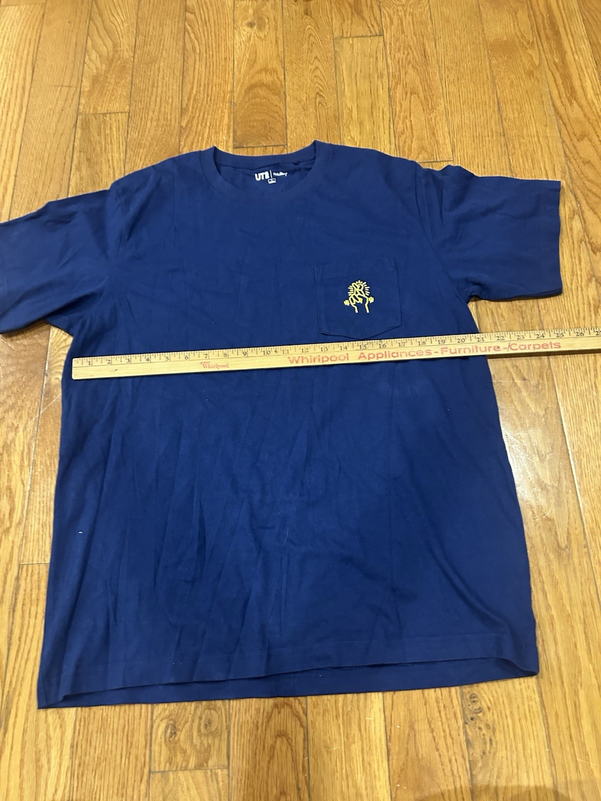 Keith Haring Uniqlo UT Shirt Large L Blue Pop Art Pocket Graphic Short Sleeve gallery