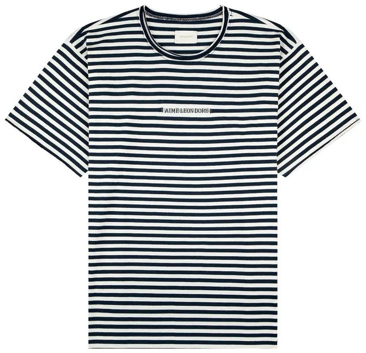 Aime Leon Dore ALD Striped Tee Beach T-Shirt SS25 Queens Navy Blaze Mens Size XL