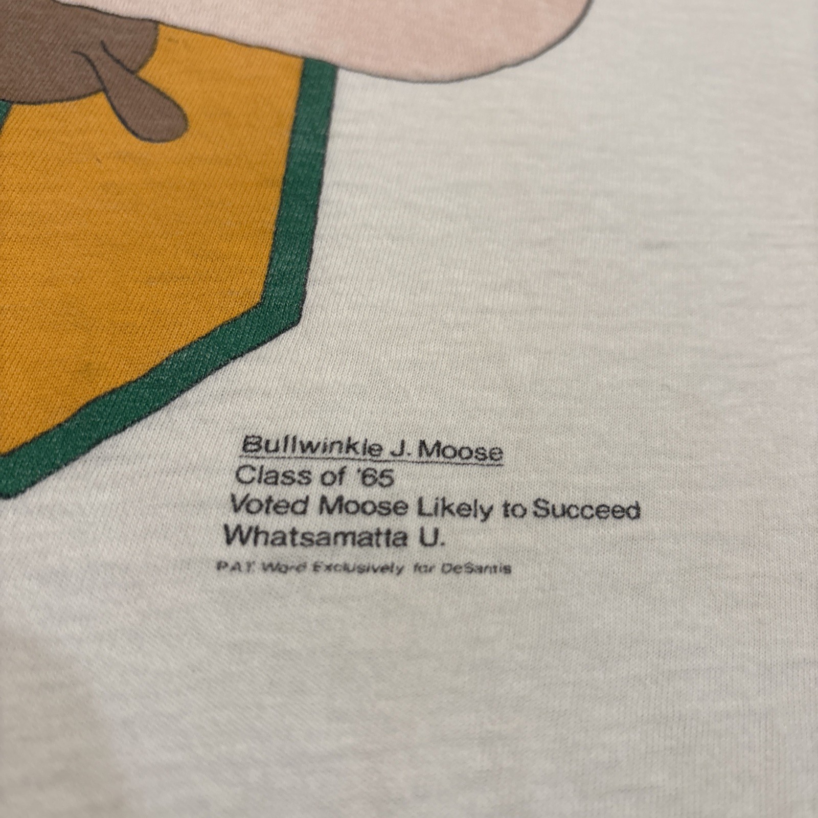 Vintage Bullwinkle Shirt Mens Large White Whatsamatta U Cartoon DeSantis 80s XL gallery