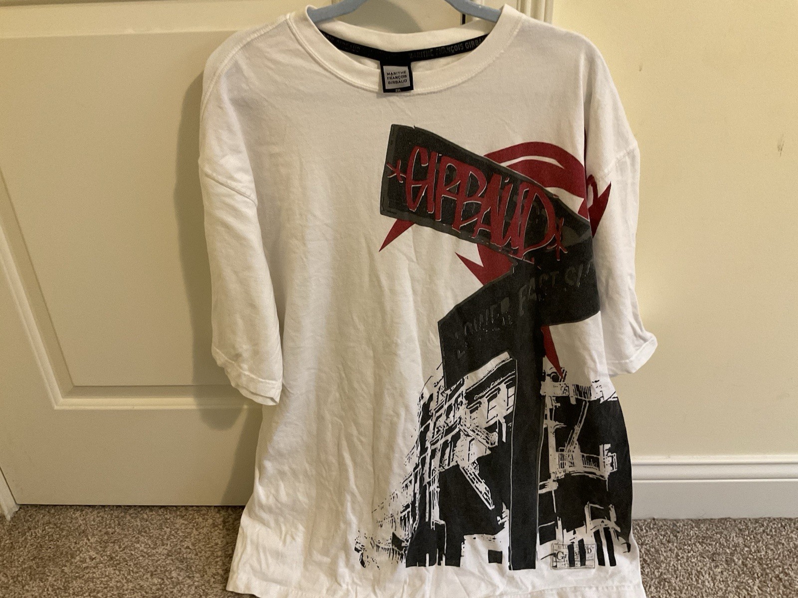 RARE Vintage marithe francois girbaud Road Sign Double Side shirt NYC Paris 2X gallery
