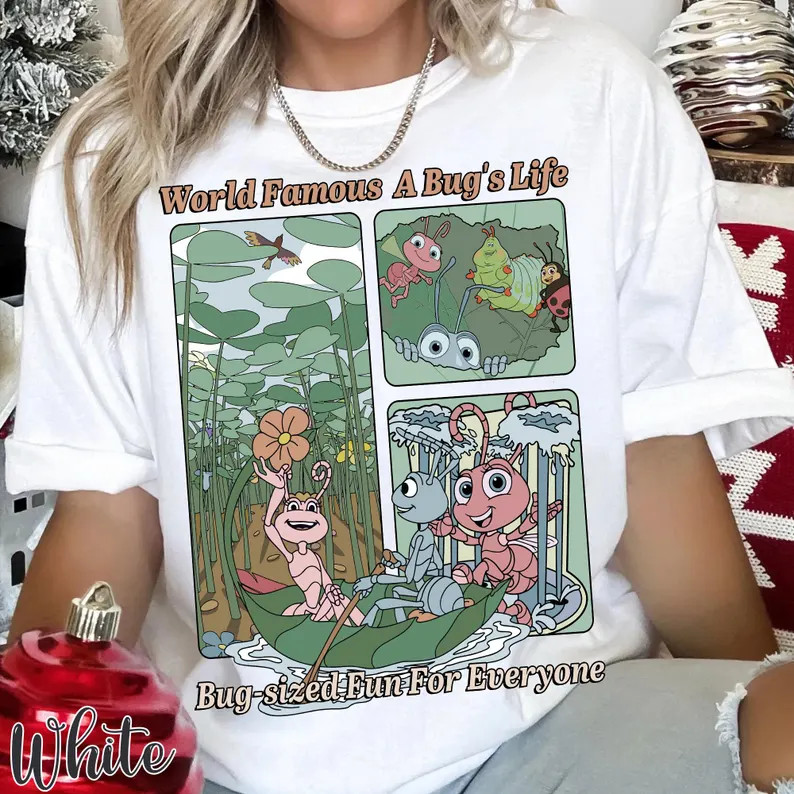 Disney Funny A Bug’s Life Flik And Princess Atta World White T-Shirt Size S-5XL