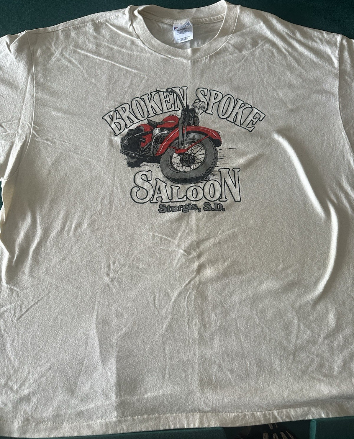 Hanes -T XXXL White Broken Spoke Saloon Sturgis Motorcycle single stitch vintage