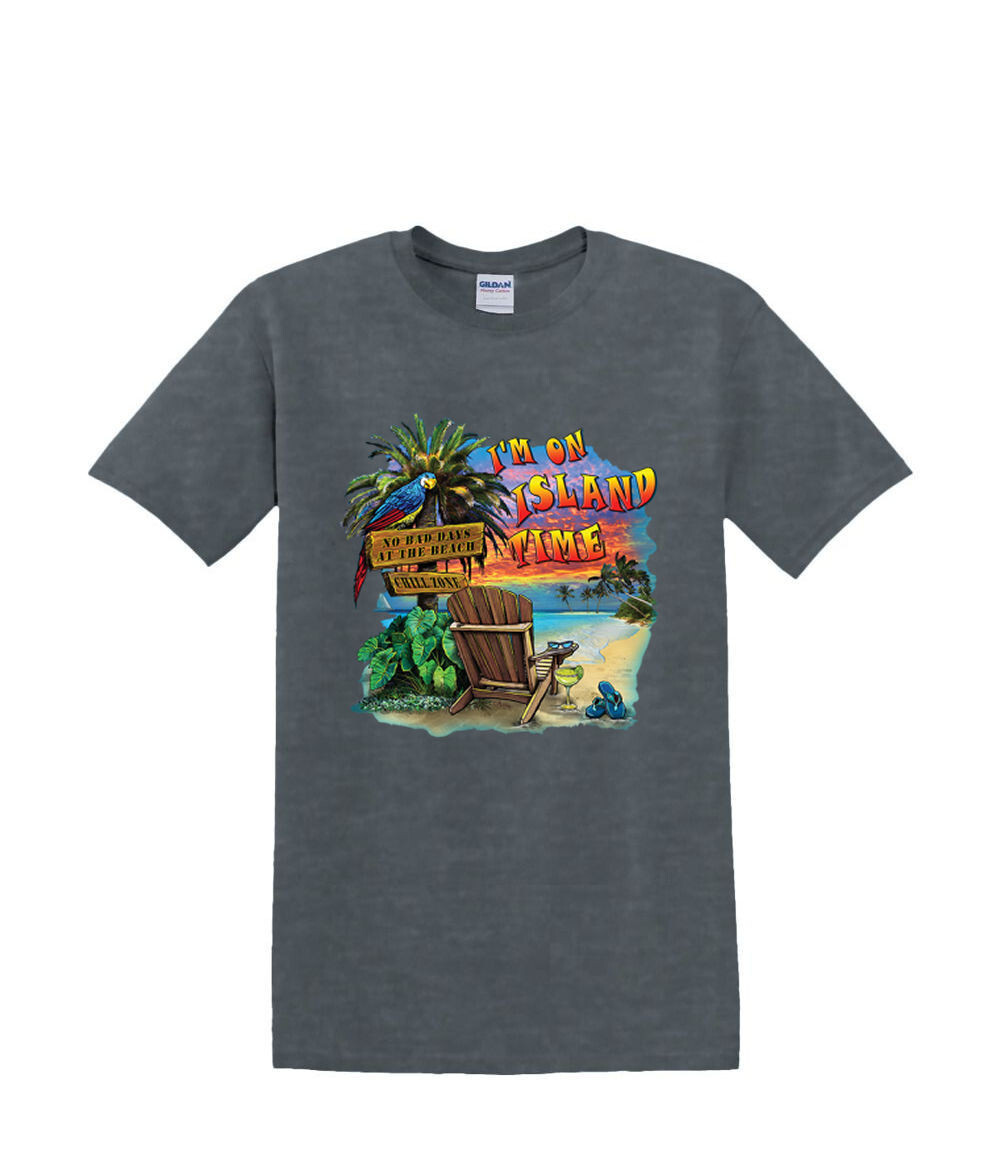T-Shirt S to 2XL 3XL - ISLAND TIME relax resort neon fun adult gallery