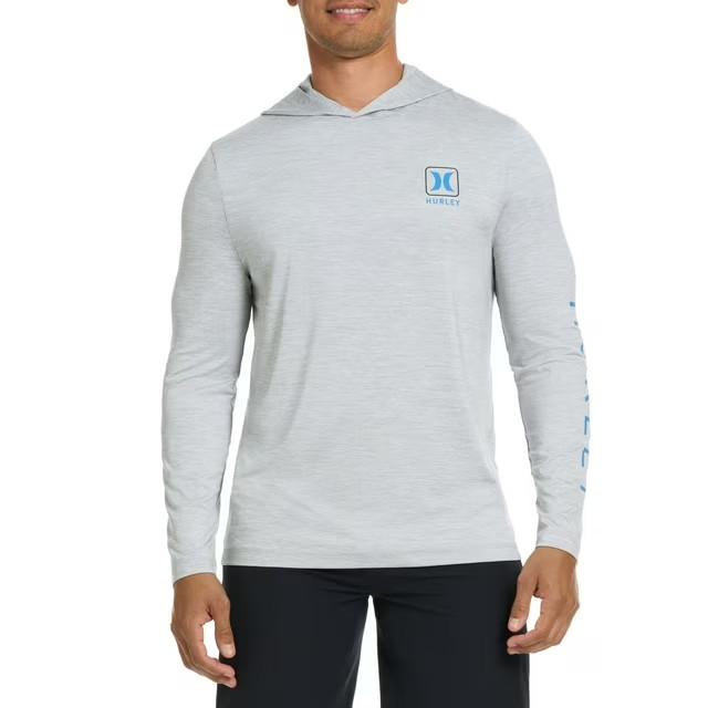 Hurley Men's Sunny Side Hybrid Stretch Hooded UV T-Shirt Size XXL Light Grey gallery
