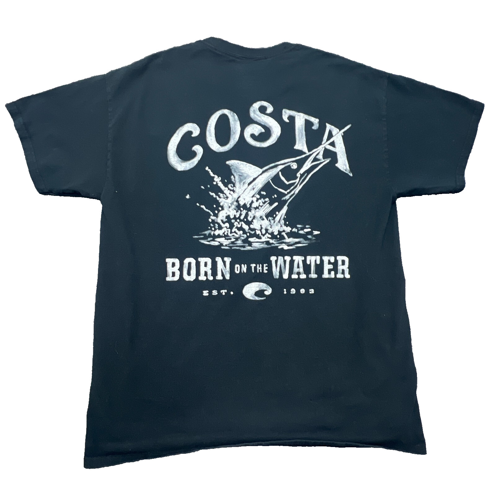 COSTA DEL MAR T Shirt Mens Medium Black Short Sleeve Born On The Water Marlin gallery