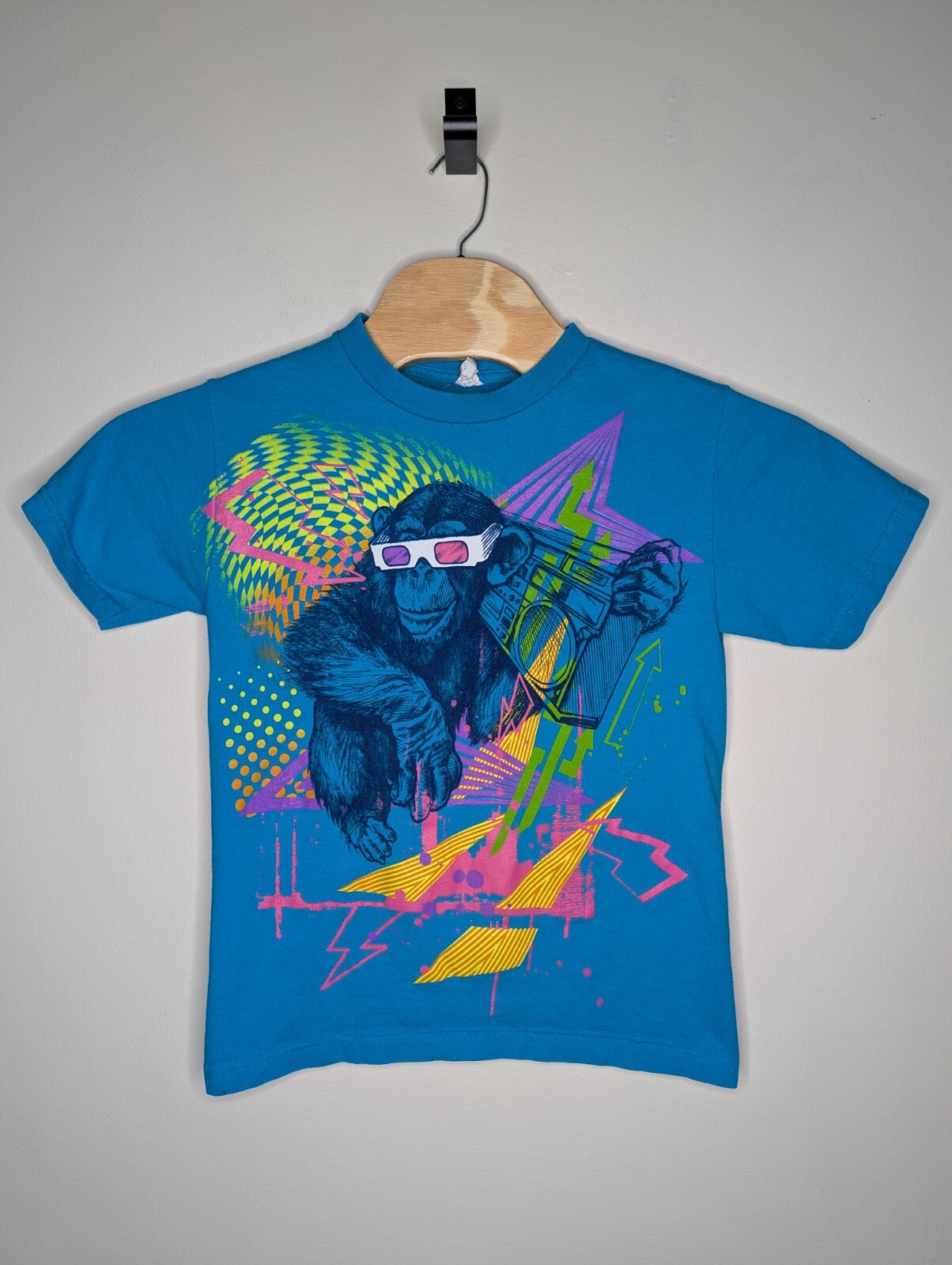 Vintage AAA T Shirt Small Raver Monkey Graphic Print Blue Tee Boom Box Music gallery