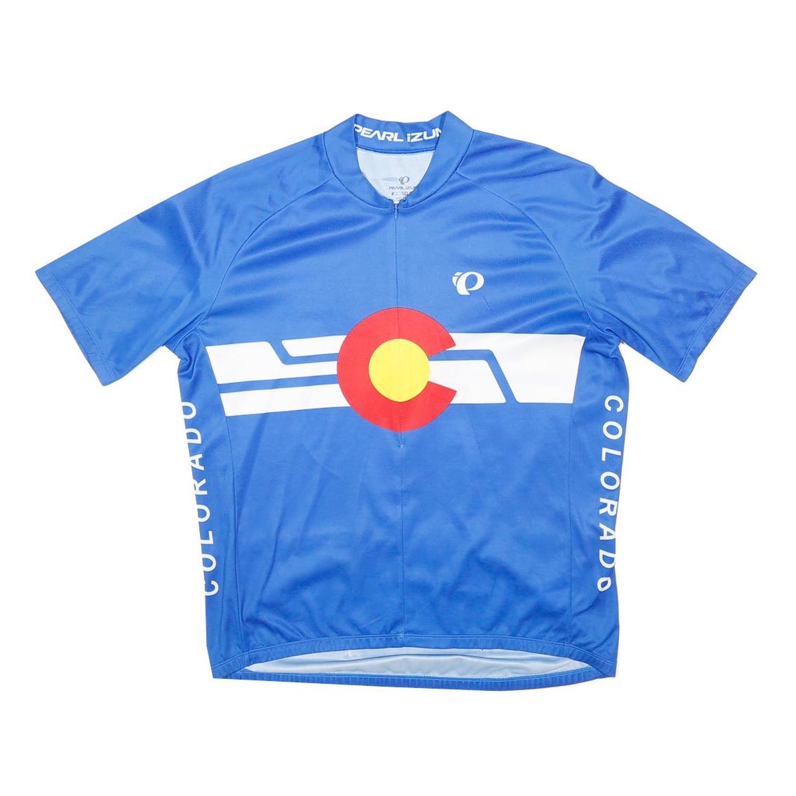 PEARL IZUMI Mens Blue Colorado Cycling Jersey XL Short Sleeve Crew Neck