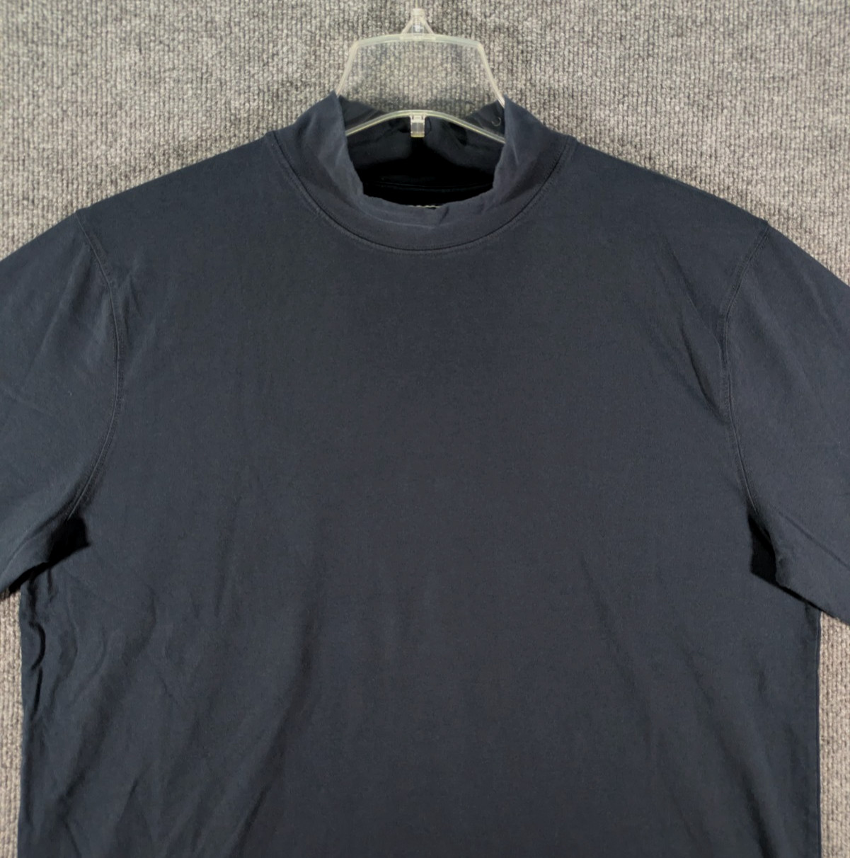 LL Bean Mock Neck Shirt Mens Large Navy Long Sleeve Tee 100% Cotton 508112 gallery
