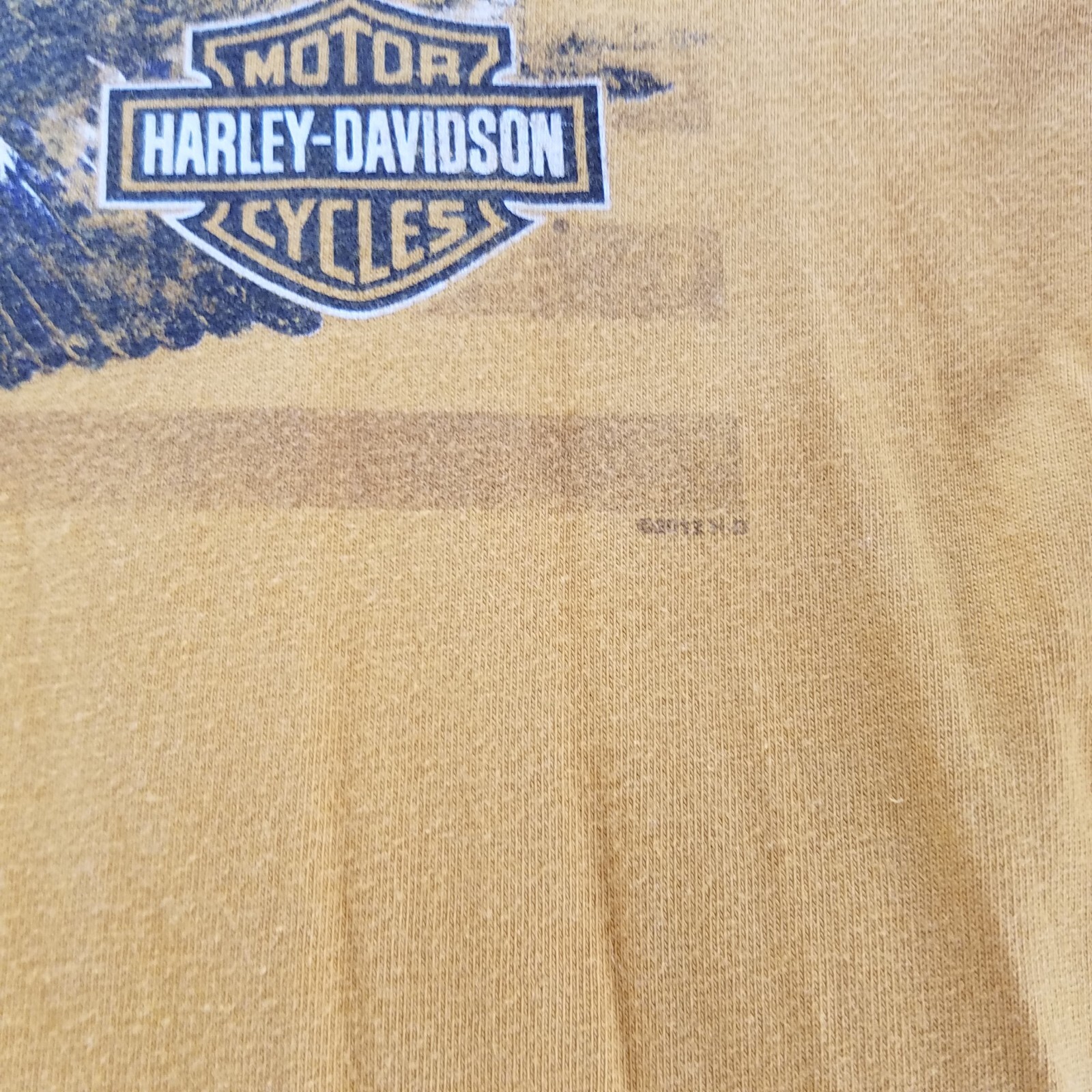 Mens Harley Davidson Graphic T Shirt Yellow Flying Eagle Stone -See Measurements gallery