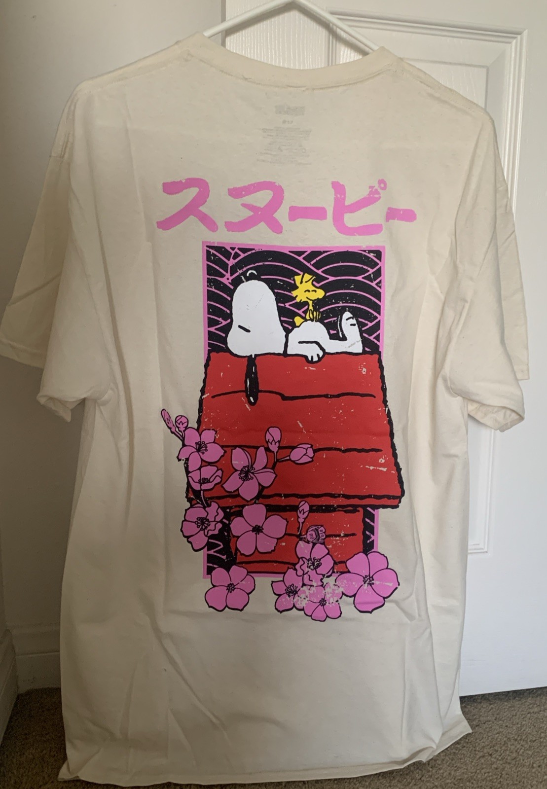 Snoopy Woodstock Japanese T-shirt Sakura Cherry Blossom Peanuts Japan L no tags gallery