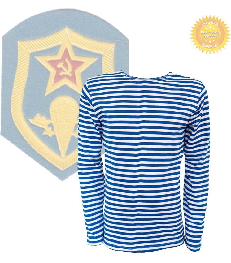 SkyBlue LongSleeve Ukrainian USSR Paratrooper Telnyashka Military Striped Cotton gallery