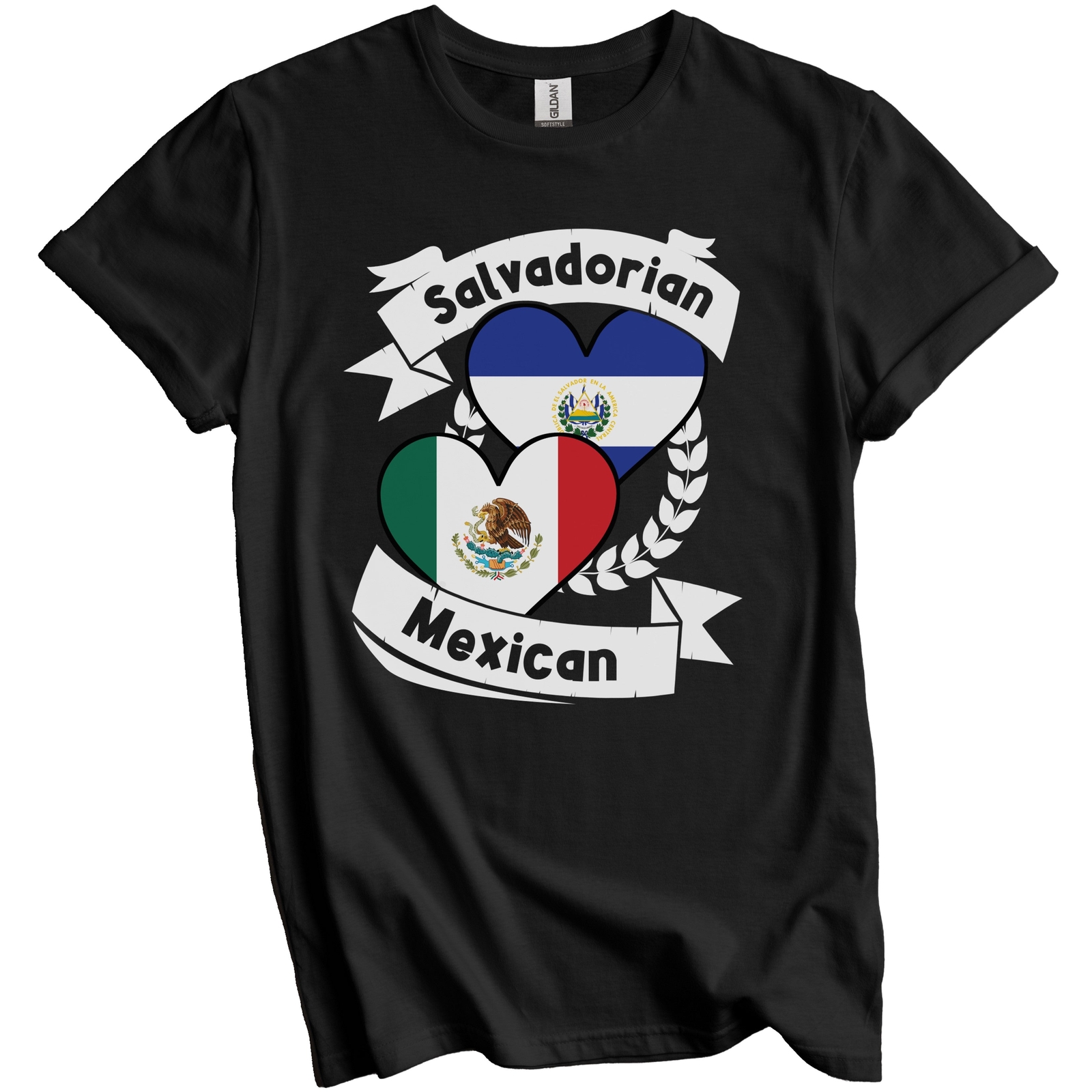 Salvadorian Mexican Heart Flags El Salvador Mexico T-Shirt gallery