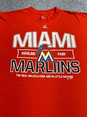 Miami FL Marlins Baseball Team MLB Majestic Shirt XL Orange little Havana park