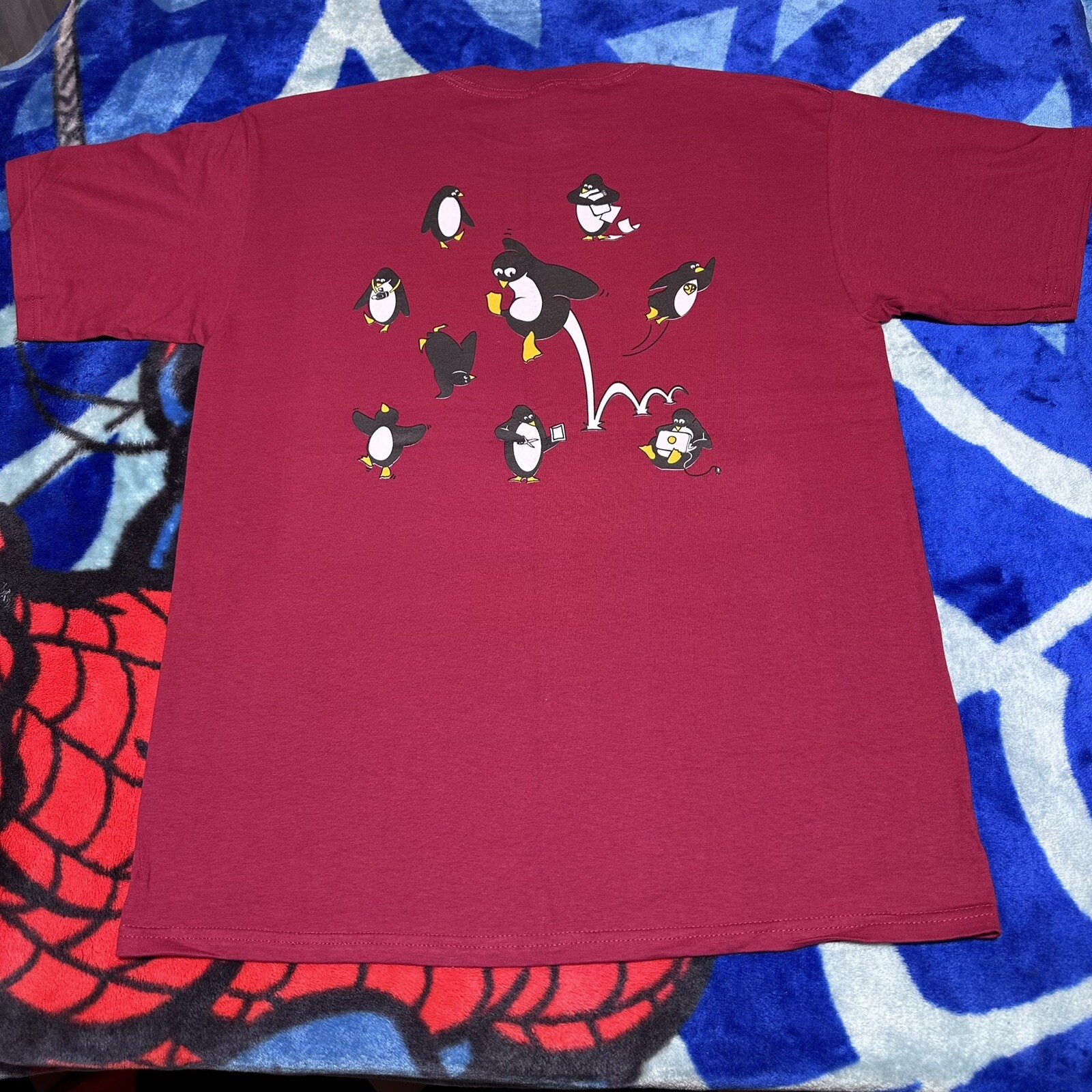 Vintage 2000s ScrapShare Forum DIY Art Craft Penguin Mascot T-Shirt Size Large