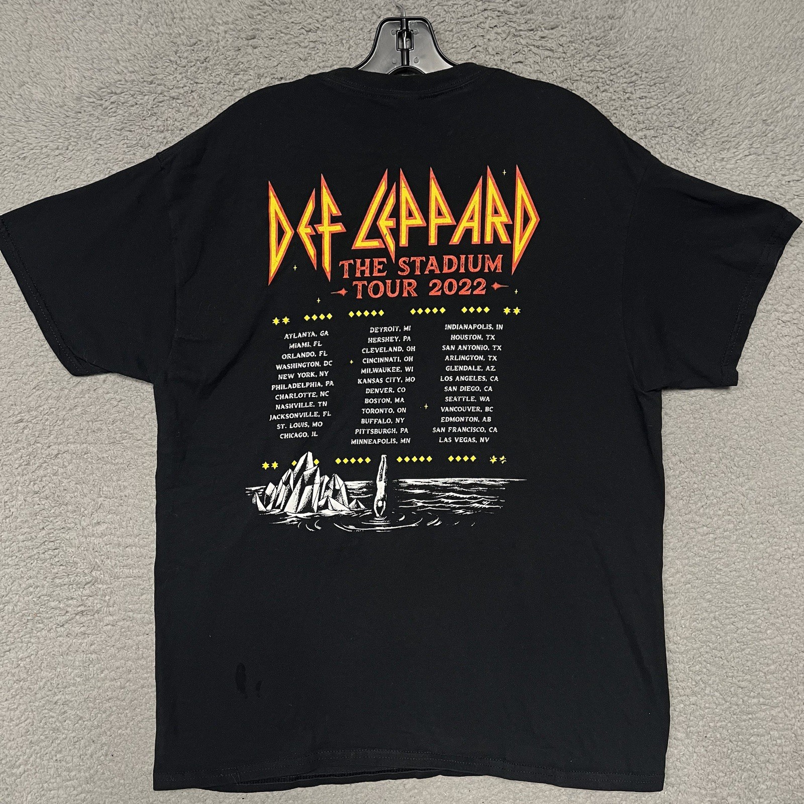 Def Leppard Diamond Star Halos T Shirt Men's Sz L Black Stadium Tour 2022 2-Side gallery