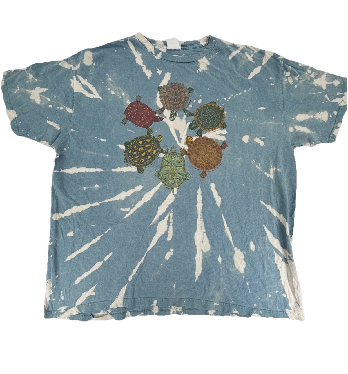 Vintage 2000 Y2K RN Richardson Animal Water Turtle Circle Tie Dye Shirt Size XL gallery