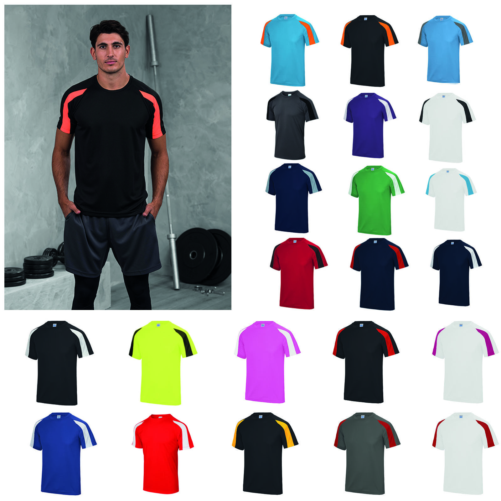 AWDis Just Cool Contrast Cool T-Shirt - Men Team Sports/Football Polyester Tee gallery
