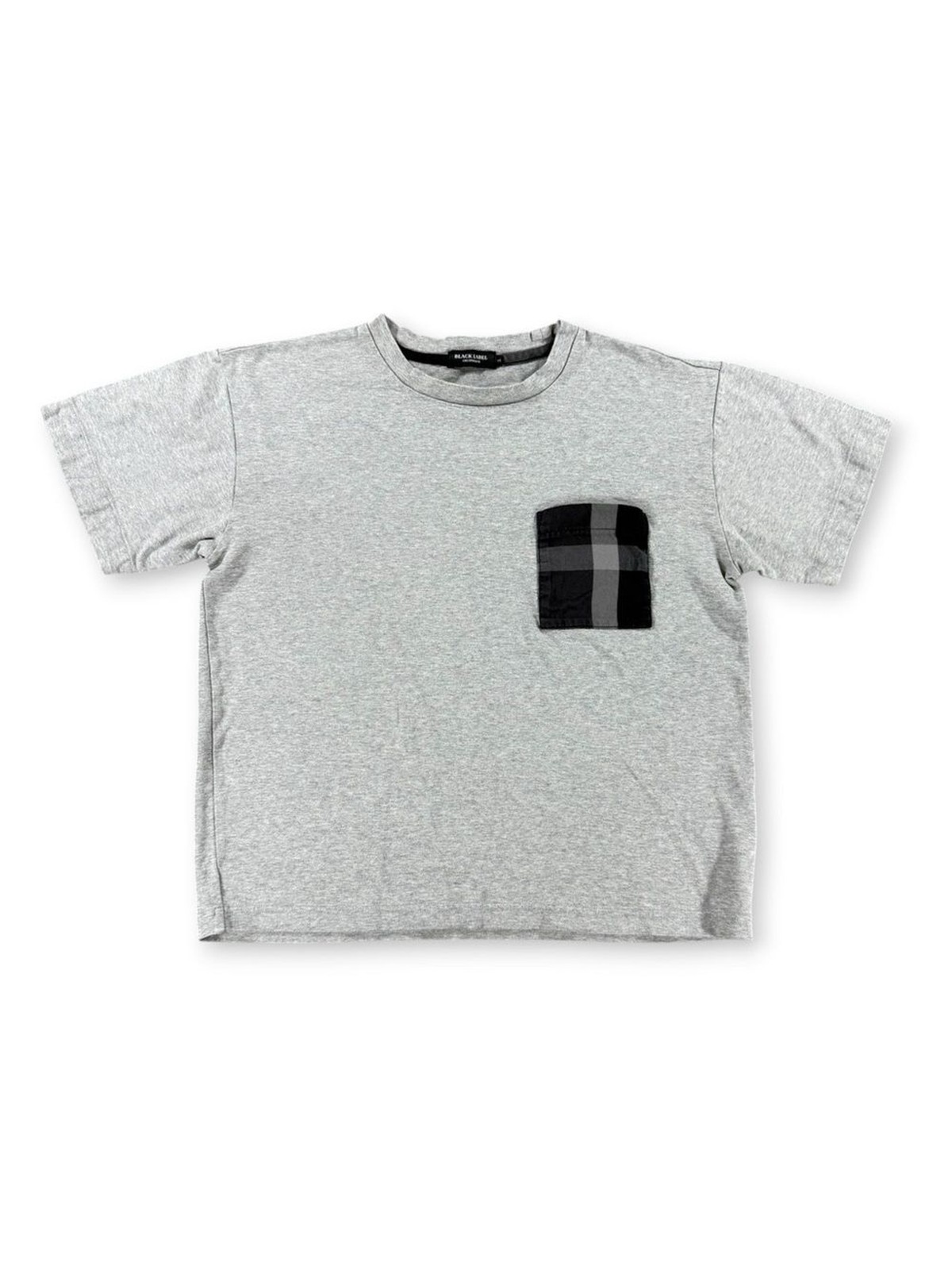 Black Label Crestbridge Men’s Heather Gray Tee with Black Plaid Pocket – Size S gallery