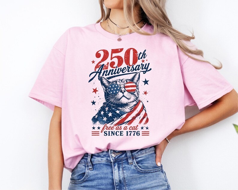 Free As a Cat Shirt, USA 1776–2026 T-Shirt, 250th Years of Shirt gallery