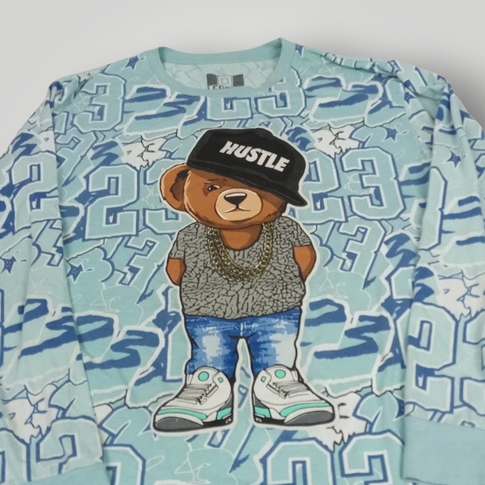 OG Legend 23 Men’s L Turquoise Long Sleeve Teddy Bear Drip Graphic T `Shirt