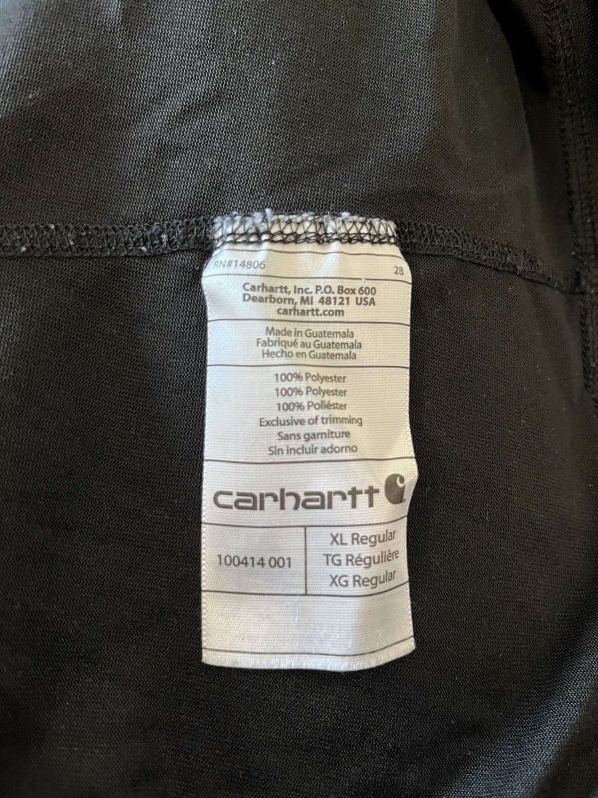 Carhartt Mens Shirt FORCE RELAXED FIT Lightweight Long Sleeve Black 1/4 zip XL gallery