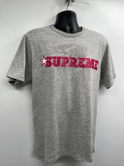 Supreme SS20 PINK Star LOGO Heather Grey Short Sleeve T-Shirt Size Large NWOT