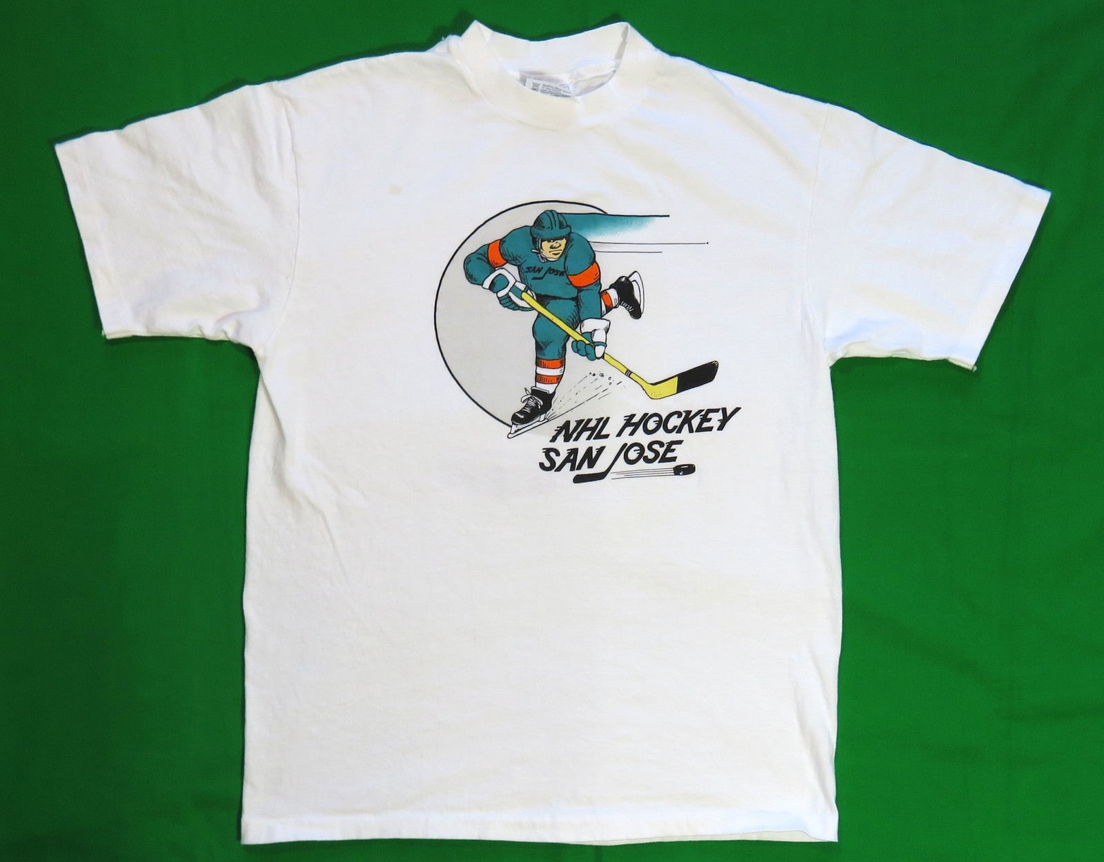 1990’s Vintage T Shirt NHL Hockey San Jose CA Puck On Ice Sports Hanes Tag