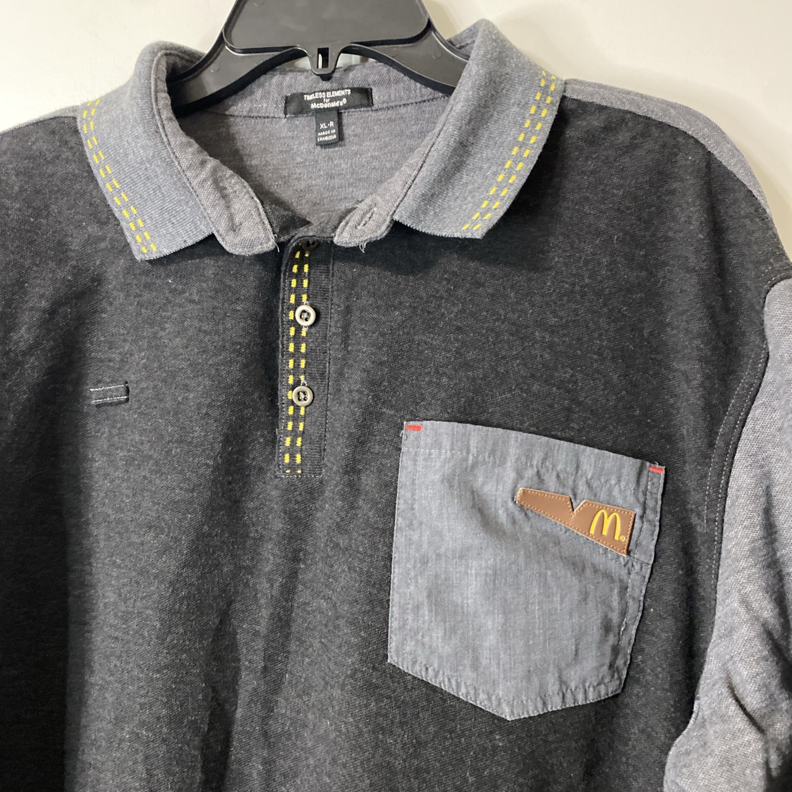 McDONALDS Gray 2-Tone EMPLOYEE WORK POLO Uniform Fast Food Crew Shirt Men's XL gallery