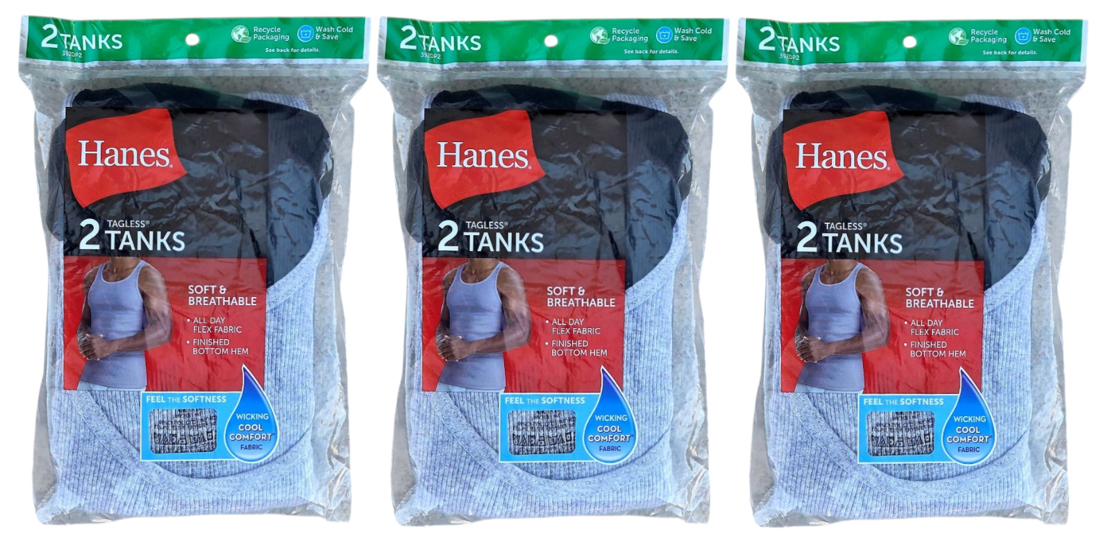Hanes #11809 NEW Men’s Wicking Tagless Tanks - 6 Pack gallery